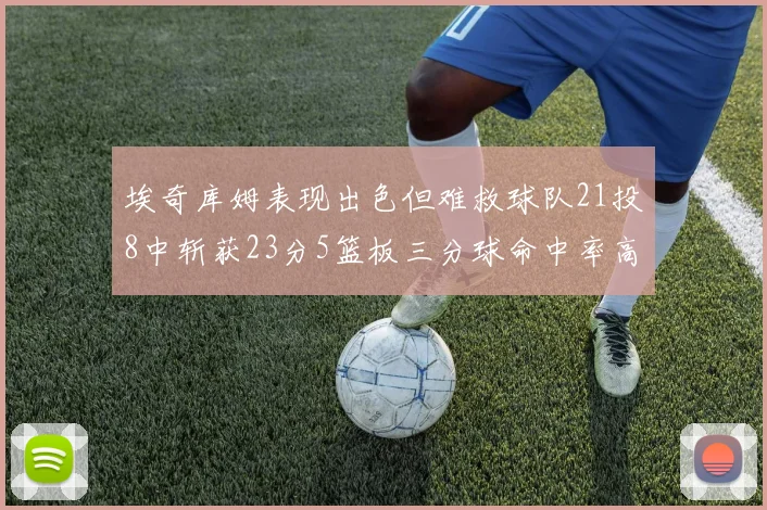 埃奇库姆表现出色但难救球队21投8中斩获23分5篮板三分球命中率高达45